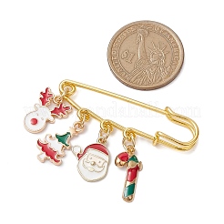 Santa Claus & Christmas Tree & Deer Alloy Enamel Charms Kilt Pins Brooch&nbsp;JEWB-BR00174