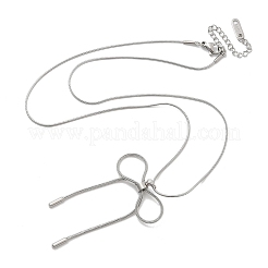 Anti-Tarnish 304 Stainless Steel Bowknot Pendant Round Snake Chain Necklaces for Women&nbsp;NJEW-Z044-10P