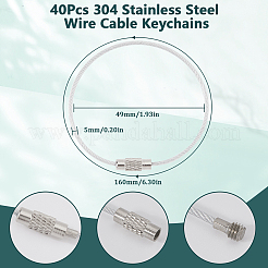 40Pcs Heavy Duty 304 Stainless Steel Wire Cable Keychains&nbsp;FIND-SC0012-01