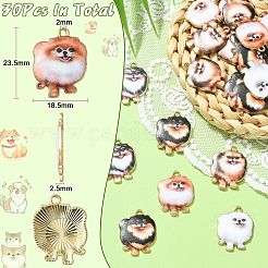 30Pcs 6 Styles Printed Alloy Pendants&nbsp;ENAM-CJ0005-33