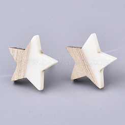 Resin & Wood Stud Earrings&nbsp;EJEW-N017-001A
