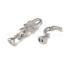 Brass Micro Pave Clear Cubic Zirconia Fold Over Clasps&nbsp;KK-B079-02P