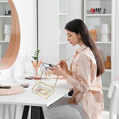 Transparent Glass Jewelry Organizer Display Cases with Metal Frame&nbsp;AJEW-WH0410-465B