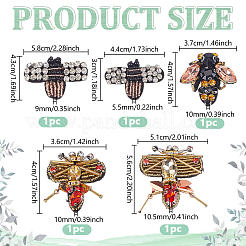 5Pcs 5 Styles Rhinestone & Felt Bee Patches&nbsp;DIY-GA0008-84