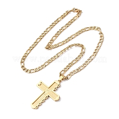 304 Stainless Steel Jesus Cross Pendant Necklaces&nbsp;NJEW-B153-01G