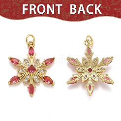 6Pcs 3 Style Brass Cubic Zirconia Pendants&nbsp;ZIRC-SZ0001-80G