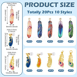 20Pcs 10 Styles Alloy Enamel Pendants&nbsp;FIND-TA0009-90