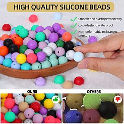 80Pcs Round Silicone Focal Beads&nbsp;SIL-SZ0001-24-34