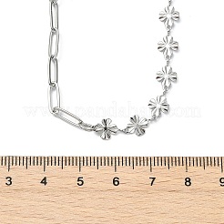 Saint Patrick's Day 304 Stainless Steel Clover Link Chain and Paperclip Chain Necklaces for Women&nbsp;NJEW-JN06170