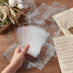 32Pcs 4 Styles PET Transparent Floral Frame Adhesive Decorative Stickers&nbsp;DIY-OC0010-25