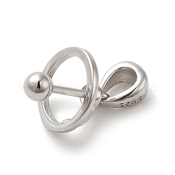 Anti-Tarnish Rhodium Plated 925 Sterling Silver Locket Style Planet Pinch Bails&nbsp;STER-NH0001-55A-P