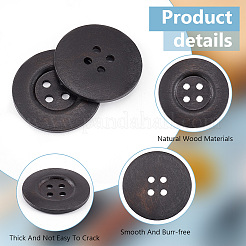 40Pcs Wood Buttons&nbsp;BUTT-OC0001-53B