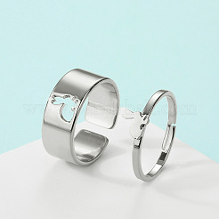 2Pcs 201 Stainless Steel Finger Rings for Couple&nbsp;FS-WG31A52-02