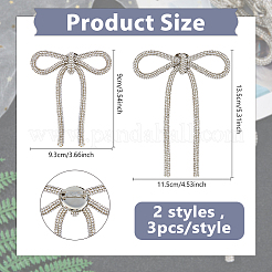 6Pcs 2 Styles Bowknot Alloy Rhinestone Brooches for Clothes&nbsp;JEWB-DC0001-25