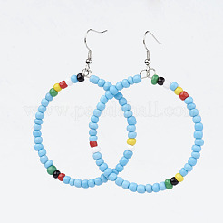 Seed Beads Basketball Wives Hoop Earrings&nbsp;EJEW-JE02601