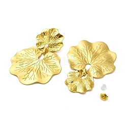 Fold Leaf 304 Stainless Steel Stud Earrings for Women&nbsp;EJEW-A117-01G