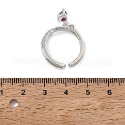 Brass Micro Pave Cubic Zirconia Cuff Open Rings for Women&nbsp;RJEW-L343-05P-01