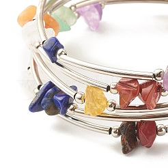 5-Loop Natural Mixed Stone Chip Beaded Wrap Bracelets for Women&nbsp;BJEW-JB01517-11