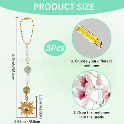 3Pcs Natural Gemstone Beads Pendant Decorations&nbsp;HJEW-CN0001-49