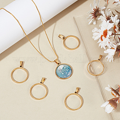 10Pcs Stainless Steel Open Back Bezel Pendant Cabochon Settings&nbsp;STAS-UN0061-36A
