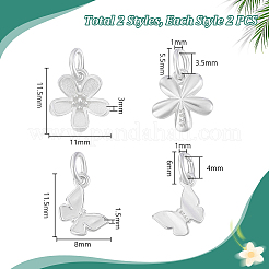 4Pcs 2 Styles 925 Sterling Silver Charms with Jump Rings & 925 Stamp&nbsp;STER-PH0003-44