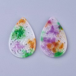 Carved Natural White Jade Pendants&nbsp;G-L495-40D