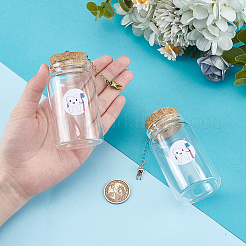 2Pcs 2 Colors Column Transparent Glass Baby Teeth Empty Cork Bottles with Alloy Tooth Tassel Charms and Tooth Picture Stickers&nbsp;AJEW-NB00017