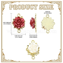 20Pcs 2 Colors Alloy & Plastic Rose Flower Connector Charms&nbsp;FIND-YW0008-32