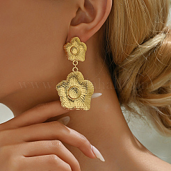 Elegant 201 Stainless Steel Sunflower Dangle Stud Earrings&nbsp;QQ3962