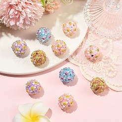 10Pcs 5 Colors Polymer Clay Rhinestone Beads with Resin&nbsp;RESI-YW0005-99