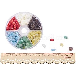 Natural Lemon Jade & Aquamarine &  Green Aventurine & White Shell & Natural Red Jasper Chip Beads&nbsp;G-PH0033-02