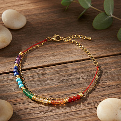 7 Chakras Synthetic Turquoise & Natural Lapis Lazuli & Carnelian Round Beads Double Layers Bracelets&nbsp;CC9331-1