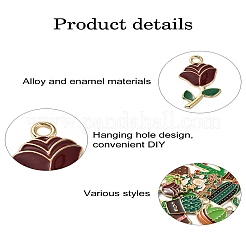 10Pcs 10 Styles Plant Alloy Enamel Pendants&nbsp;ENAM-YW0004-09