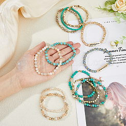 12Pcs 12 Style Glass & CCB Beaded Stretch Bracelets Set&nbsp;BJEW-FI0001-29