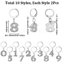 Number 0~9 Alloy Rhinestone Pendant Stitch Markers&nbsp;HJEW-SC00012