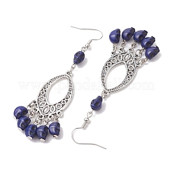 Halloween Skull Dyed Synthetic Turquoise & Alloy Dangle Earrings&nbsp;EJEW-JE05890-04
