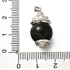 Brass & Natural Black Agate(Dyed & Heated) Pendants&nbsp;KK-Q043-22P