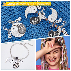 Alloy Enamel Yin Yang with Dragon Pendant Locking Stitch Markers&nbsp;HJEW-AB00088