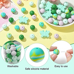 Round & Butterfly Silicone Focal Beads&nbsp;SIL-YW0001-35