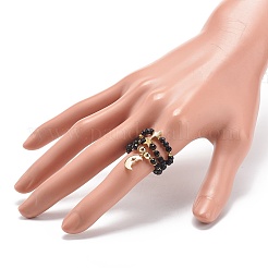 3Pcs 3 Style Gemstone Beaded Stretch Finger Rings Set&nbsp;RJEW-JR00522