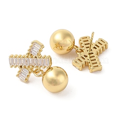 Rack Plating Brass Micro Pave Clear Cubic Zirconia Stud Earrings for Women&nbsp;EJEW-G394-35G