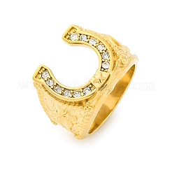 304 Stainless Steel and Rhinestone Finger Rings for Women&nbsp;RJEW-B121-08C-G