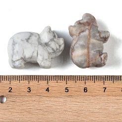Natural Mixed Gemstone Carved Pig Figurines&nbsp;DJEW-M015-03