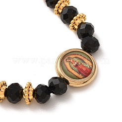 Faceted Rondelle Glass Rosary Bead Necklaces&nbsp;NJEW-DC00014