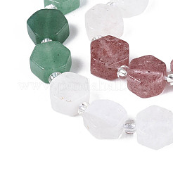 Natural Strawberry Quartz & Rainbow Moonstone & Green Aventurine Beads Strands&nbsp;G-T144-17B-02