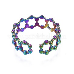 304 Stainless Steel Hexagon Cuff Ring&nbsp;RJEW-N038-082