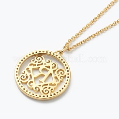 Brass Micro Pave Clear Cubic Zirconia Pendant Necklaces&nbsp;NJEW-E153-01R