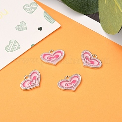 Pink Alloy Enamel Heart Charm Pendants Great for Mother's Day Gifts Making&nbsp;X-ENAM-19.5X19.5