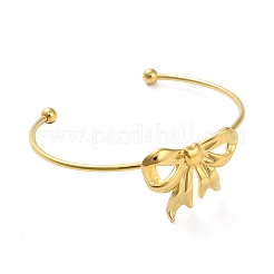 304 Stainless Steel Bowknot Cuff Bangles for Women&nbsp;AJEW-R100-01B-G
