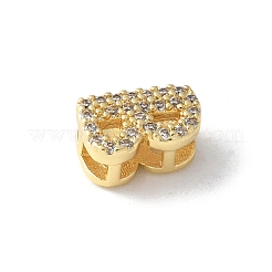 Brass Micro Pave Clear Cubic Zirconia Initial Multi-strand Links&nbsp;KK-S520-01G-02
